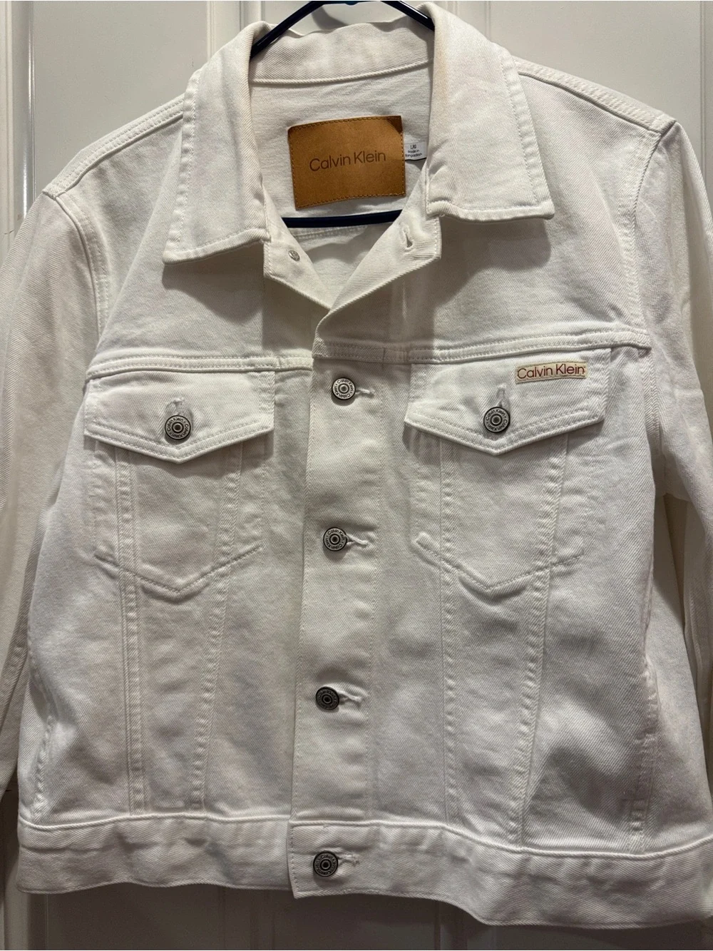 Calvin Klein Classic Denim Trucker Jacket Optic White Sz L Retail Price $109.00 - Picture 7 of 15